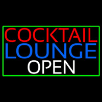 Cocktail Lounge Open With Green Border Neonreclame
