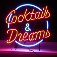 Cocktails And Dreams Bier Bar Open Neonreclame