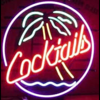 Cocktails Palm Tree Bier Bar Open Neonreclame