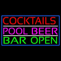 Cocktails Pool Beer Bar Open Neonreclame