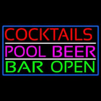 Cocktails Pool Beer Bar Open Neonreclame