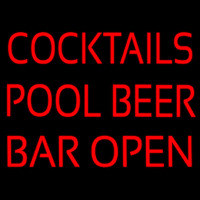 Cocktails Pool Beer Bar Open Neonreclame
