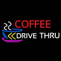 Coffee Drive Thru With Yellow Arrow Neonreclame
