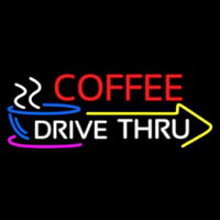 Coffee Drive Thru With Yellow Arrow Neonreclame