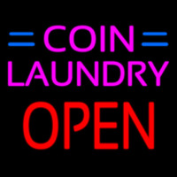 Coin Laundry Block Open Green Line Neonreclame