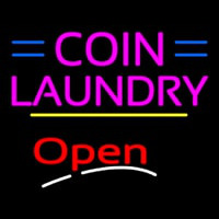 Coin Laundry Open Yellow Line Neonreclame