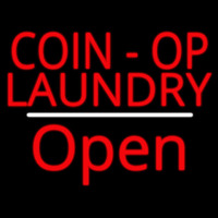 Coin Op Laundry Open White Line Neonreclame