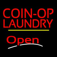 Coin Op Laundry Open Yellow Line Neonreclame