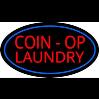 Coin Op Laundry Oval Blue Neonreclame