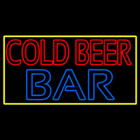Cold Beer Bar With Yellow Border Neonreclame