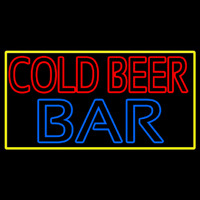 Cold Beer Bar With Yellow Border Neonreclame
