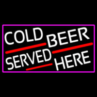 Cold Beer Served Here With Pink Border Neonreclame