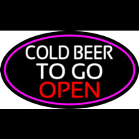 Cold Beer To Go Open Oval With Pink Border Neonreclame