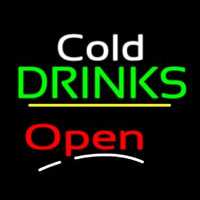 Cold Drinks Open Yellow Line Neonreclame