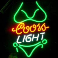 Coors Green Bikini Bier Bar Open Neonreclame