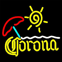 Corona Beach Sun Umbrella On Sand Beer Sign Neonreclame