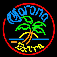 Corona E tra Circle Palm Tree Beer Sign Neonreclame