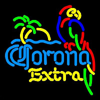 Corona E tra Parrot with Palm Beer Sign Neonreclame