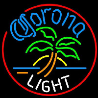 Corona Light Circle Palm Tree Beer Sign Neonreclame