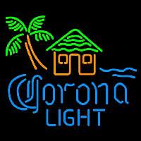 Corona Light Tiki Hut w Palm Tree Beer Sign Neonreclame