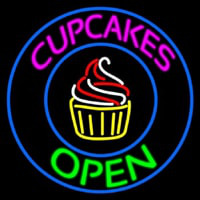 Cupcakes Open With Circle Neonreclame