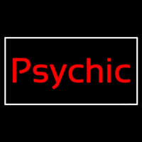 Cursive Red Psychic White Border Neonreclame