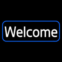 Cursive Welcome With Blue Border Neonreclame
