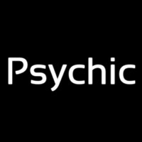 Cursive White Psychic Neonreclame