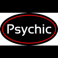 Cursive White Psychic Red Border Neonreclame