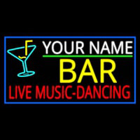 Custom Red Live Music Dancing Yellow Bar And Blue Border Neonreclame