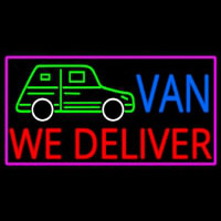 Custom We Deliver Van With Pink Border Neonreclame