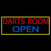 Darts Room Open With Yellow Border Neonreclame