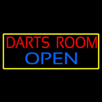 Darts Room Open With Yellow Border Neonreclame