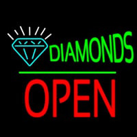 Diamonds Logo Block Open Green Line Neonreclame