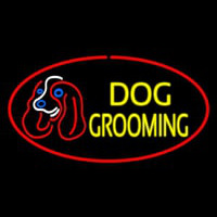 Dog Grooming Red Oval Neonreclame