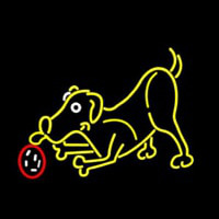 Dog Play With Ball Neonreclame