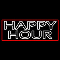 Double Stroke Happy Hour With Red Border Neonreclame