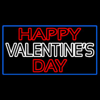 Double Stroke Happy Valentines Day With Blue Border Neonreclame