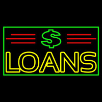 Double Stroke Loans With Dollar Logo And Border And Lines Neonreclame