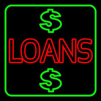 Double Stroke Loans With Dollar Logo With Green Border Neonreclame