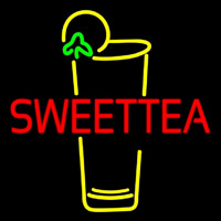 Double Stroke Sweet Tea With Glass Neonreclame