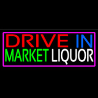 Drive In Market Liquor With Pink Border Neonreclame