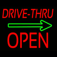Drive Thru Block Open With Green Arrow Neonreclame