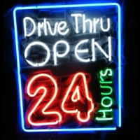 Drive Thru Open 24 Hours Noneon Sign Neonreclame