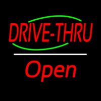 Drive Thru Open White Line Neonreclame