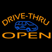 Drive Thru Open With Car Neonreclame