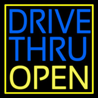 Drive Thru Open With Yellow Border Neonreclame
