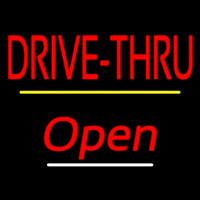 Drive Thru Open Yellow Line Neonreclame