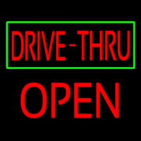 Drive Thru With Green Border Block Open Neonreclame