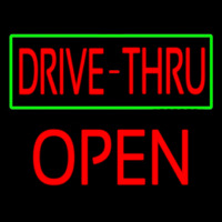 Drive Thru With Green Border Open Neonreclame